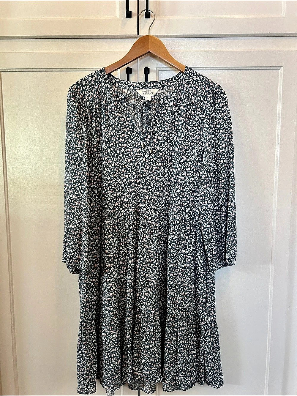 Market & Spruce Floral Mini Dress in Blue & White Size Medium